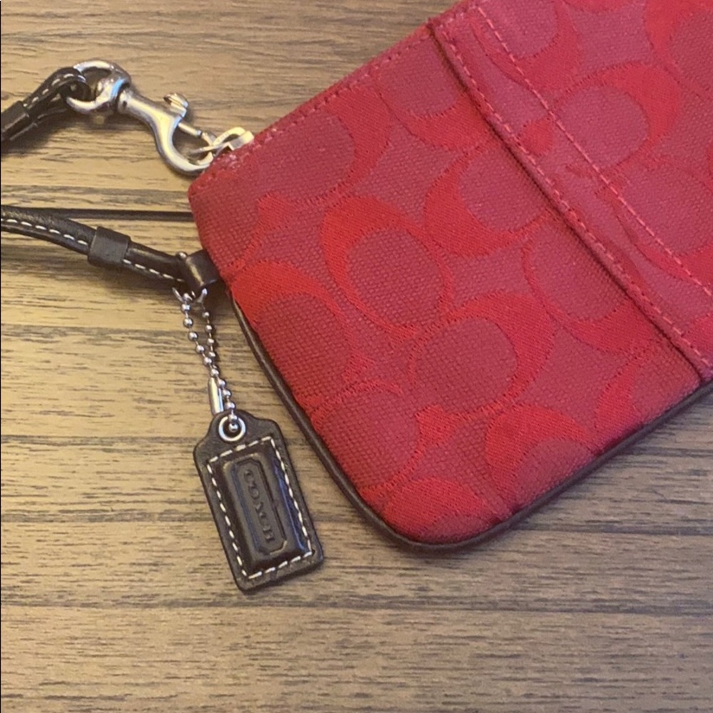 Coach wristlet red and brown